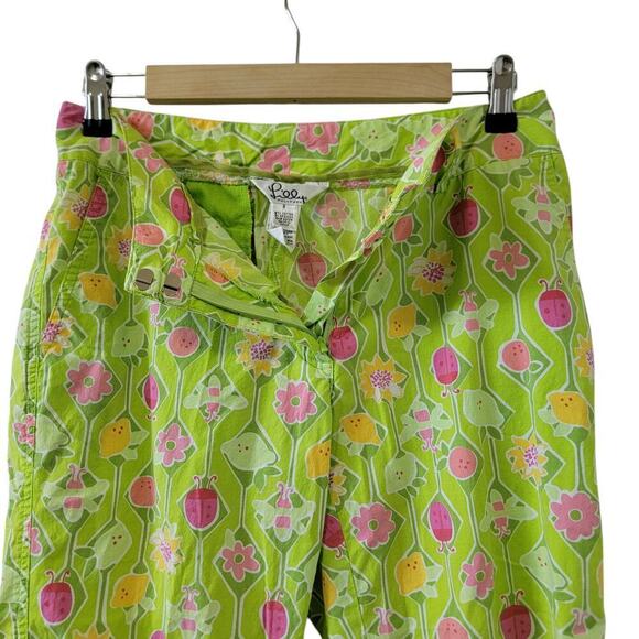 Lilly Pulitzer Spring Ladybug Floral Fruit Print Light Weight Capri Pants Size 6 - Picture 2 of 8